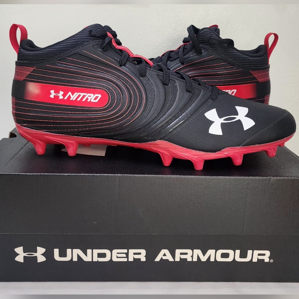 Under Armour Nitro Football Cleat Men's Red/Black 12.5 New In Box